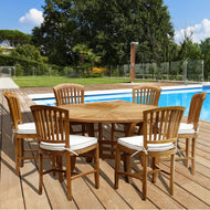 7 Piece Armless Teak Wood Sun Table/Chair Set With Cushions - La Place USA Furniture Outlet
