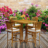 5 Piece Square Teak Wood Orleans Bar Table/Chair Set With Cushions - La Place USA Furniture Outlet