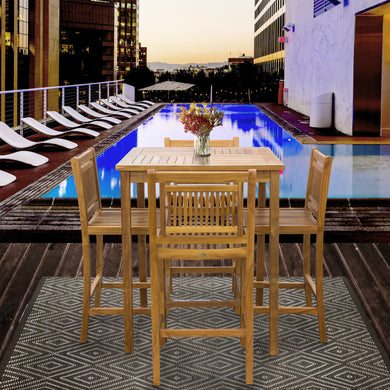 5 Piece Teak Wood Maldives Patio Bistro Bar Set with 35