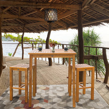 3 Piece Teak Wood Havana Patio Bistro Bar Set with 35" Table & 2 Barstools