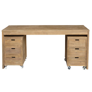 Recycled Teak Wood Bali Writing Desk with 2 Sets of Drawers