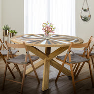 Tuscany Round Recycled Teak Wood Dining Table, 53 inch - La Place USA Furniture Outlet