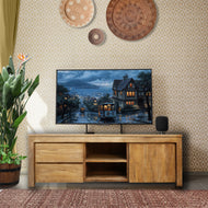 Recycled Teak Wood Solo Media Center, 2 Drawer  1 Cabinet