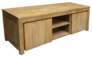 Recycled Teak Wood Solo Media Center, 2 Door - La Place USA Furniture Outlet