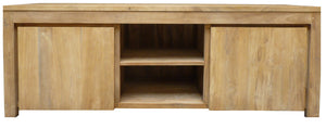 Recycled Teak Wood Solo Media Center, 2 Door - La Place USA Furniture Outlet