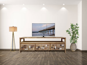 Recycled Teak Wood Mozaik Media Center, 3 Drawer - La Place USA Furniture Outlet