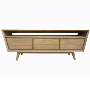 Recycled Teak Wood Retro Media Center with 3 Drawers