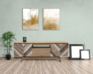 Recycled Teak Wood Brux Art Deco Dresser / Media Center, 63 Inch - La Place USA Furniture Outlet