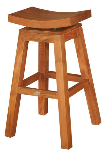 Teak Wood Vessel Barstool with Swivel Seat - La Place USA Furniture Outlet