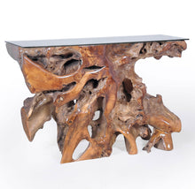 Teak Wood Root Console Table with Glass Top, 48 inches - La Place USA Furniture Outlet