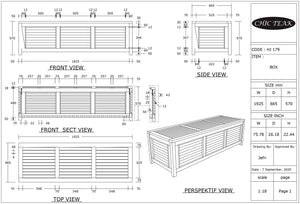 Teak Wood Manhattan Pool and Deck Storage  Box