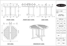 Teak Wood Butterfly Round Outdoor Patio Folding Table, 47 Inch