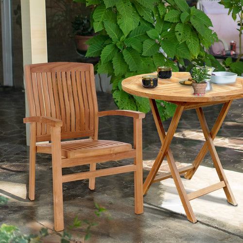 Teak Wood Belize Stacking Arm Chair