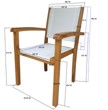 Teak Wood Las Palmas Stacking Arm Chair with Batyline Sling - La Place USA Furniture Outlet
