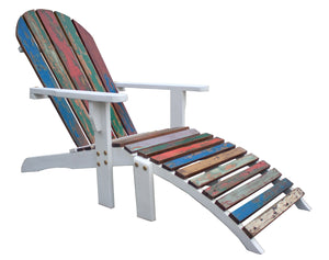 Adirondack Chair Including Footstool Made From Recycled Teak Wood Boats - La Place USA Furniture Outlet