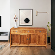 Waxed Teak Wood Rhone Buffet/Media Center, Medium