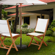 Teak Wood Miami Folding Side Chair, White (set of 2) - La Place USA Furniture Outlet