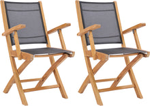 Teak Wood Miami Folding Arm Chair, Black (Set of 2) - La Place USA Furniture Outlet