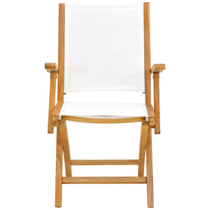 Teak Wood Miami Folding Arm Chair, White (set of 2)