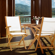 Teak Wood Miami Folding Arm Chair, White (set of 2) - La Place USA Furniture Outlet