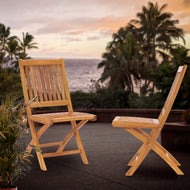 Teak Wood Santa Barbara Folding Side Chair (set of 2) - La Place USA Furniture Outlet
