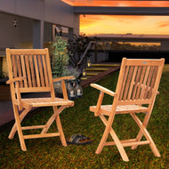 Teak Wood Santa Barbara Folding Arm Chair (set of 2) - La Place USA Furniture Outlet