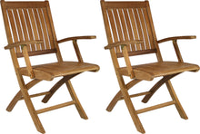 3 Piece Teak Wood Santa Barbara Patio Dining Set, 36" Round Folding Table with 2 Folding Arm Chairs - La Place USA Furniture Outlet