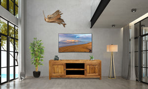 Waxed Teak Wood Santa Barbara Media Center - La Place USA Furniture Outlet