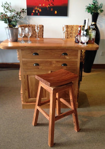 Waxed Teak Wood Small Key West Bar - La Place USA Furniture Outlet