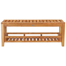 Teak Wood Bahama Patio Bench with Shelf, 47 inch