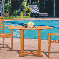 Teak Wood Hatteras Round Outdoor Patio Dining Table, 48 Inch - La Place USA Furniture Outlet