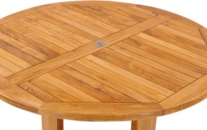 Teak Wood Hatteras Round Outdoor Patio Dining Table, 48 Inch - La Place USA Furniture Outlet