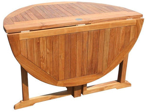 Teak Wood Butterfly Round Outdoor Patio Folding Table, 47 Inch - La Place USA Furniture Outlet