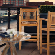 Teak Wood Maldives Barstool With Arms - La Place USA Furniture Outlet