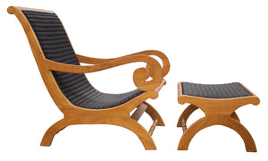 Kenya Indoor/Outdoor Teak Wood Lazy Chair Including Footstool - La Place USA Furniture Outlet