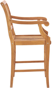Teak Wood Castle Counter Stool with Arms - La Place USA Furniture Outlet