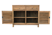 Recycled Teak Wood Louvre Cabinet with 2 Doors & 2 Drawers - La Place USA Furniture Outlet