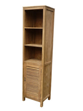Recycled Teak Wood Louvre Cabinet with 3 Open Shelves and Louvered Door