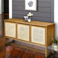 Recycled Teak Wood West Indies Rattan Buffet with 3 Doors