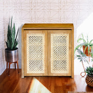 Recycled Teak Wood West Indies Accent Cabinet with 2 Doors