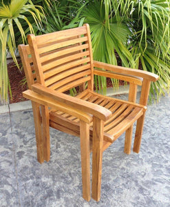 Teak Wood Italy Stacking Arm Chair - La Place USA Furniture Outlet