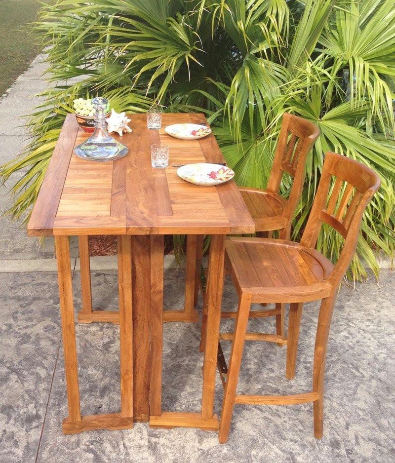 Teak Wood Hatteras Rectangular Folding Bar Table, 55 x 28 Inch