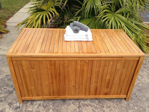 Teak Wood Santa Barbara Pool and Deck Storage Box - La Place USA Furniture Outlet