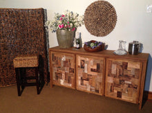 Recycled Teak Wood Mozaik Media Center / Chest with 3 Doors - La Place USA Furniture Outlet