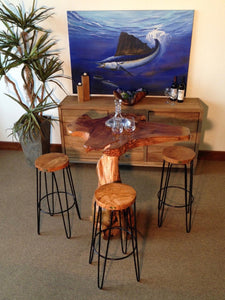 Teak Wood Round Bar Stool - La Place USA Furniture Outlet