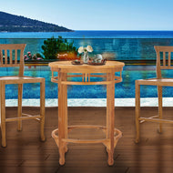 Large Teak Wood Orleans Bar Table, 38 Inch Round - La Place USA Furniture Outlet