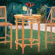 Medium Teak Wood Orleans Bar Table, 32 Inch Round - La Place USA Furniture Outlet