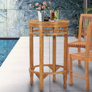Small Teak Wood Orleans Bar Table, 27 Inch Round - La Place USA Furniture Outlet