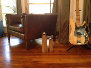 Prisma Recycled Teak Wood Candleholder, set of 2 - La Place USA Furniture Outlet