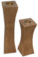 Slim Recycled Teak Wood Candleholder, set of 2 - La Place USA Furniture Outlet